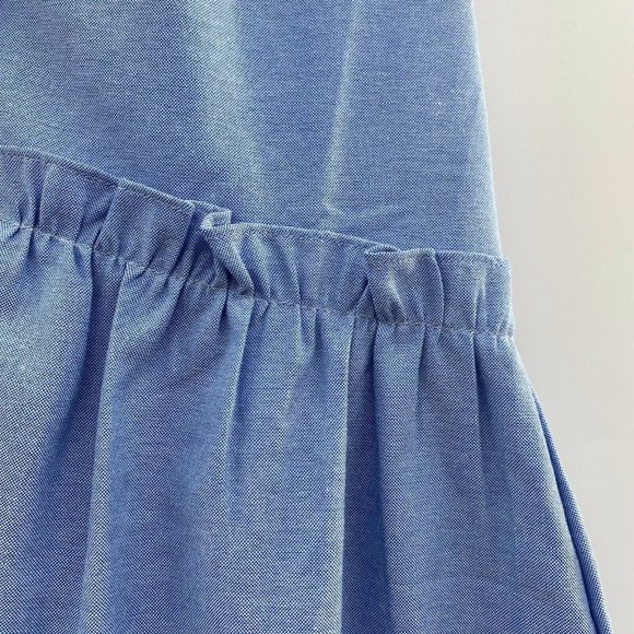 Tuckernuck Women's Oxford Blue Sleeveless Royal Shirt Dress Ruffles Pockets XS - Picture 3 of 7